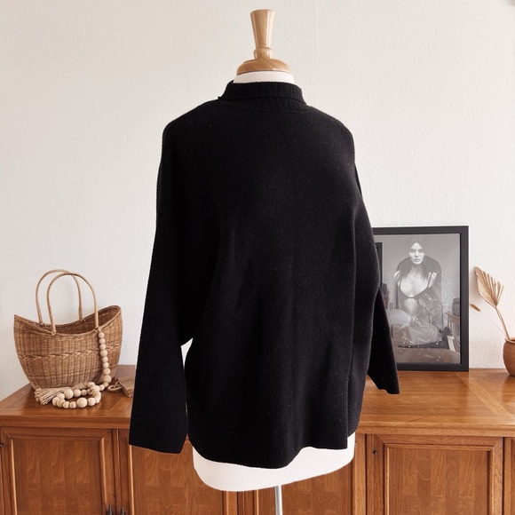 BLACK DROP SLEEVE STRUCTURED ZARA SWEATER TOP #0328 - Picture 3 of 8